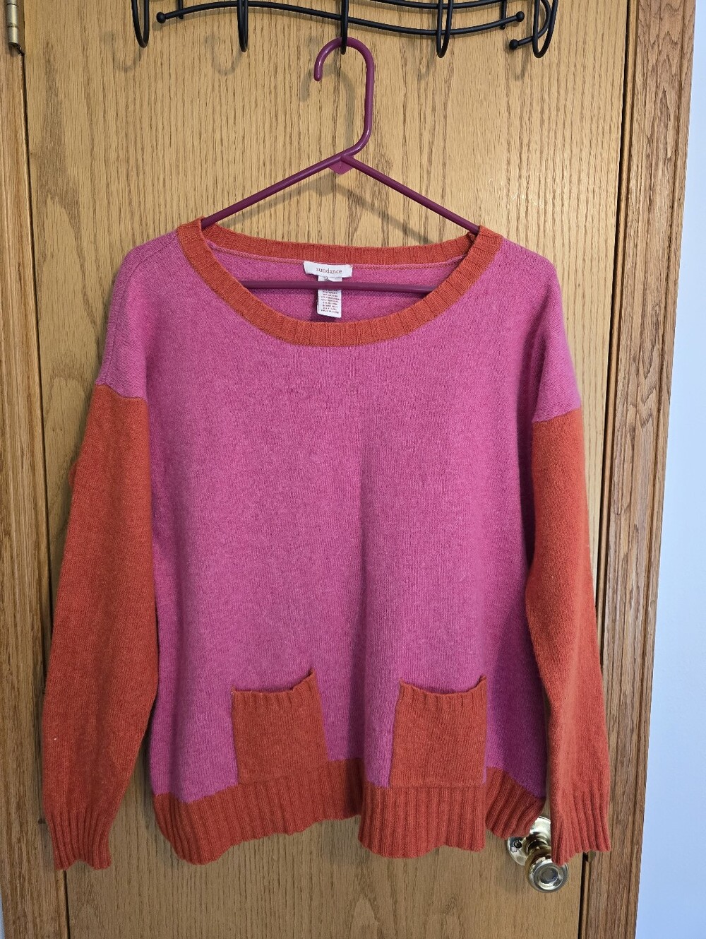 Sundance Pink and Orange Crewneck Sweater